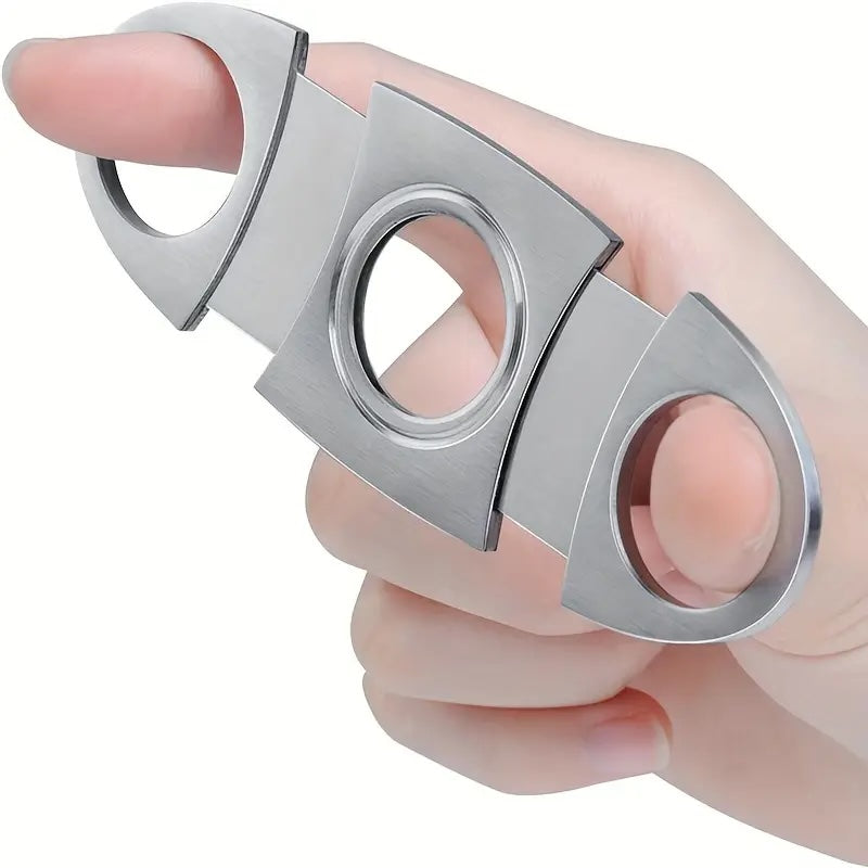 Stainless steel double-edged cigar cutter