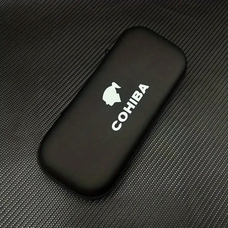 Black Cohiba case on a textured black background