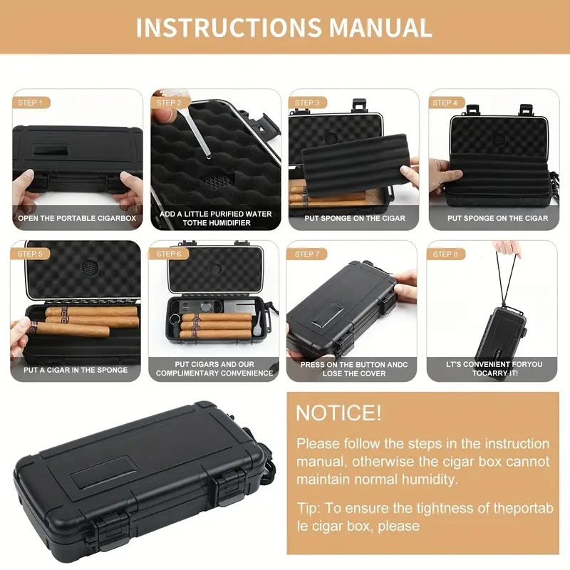Step-by-step instructions for using a portable humidifier with a black case.