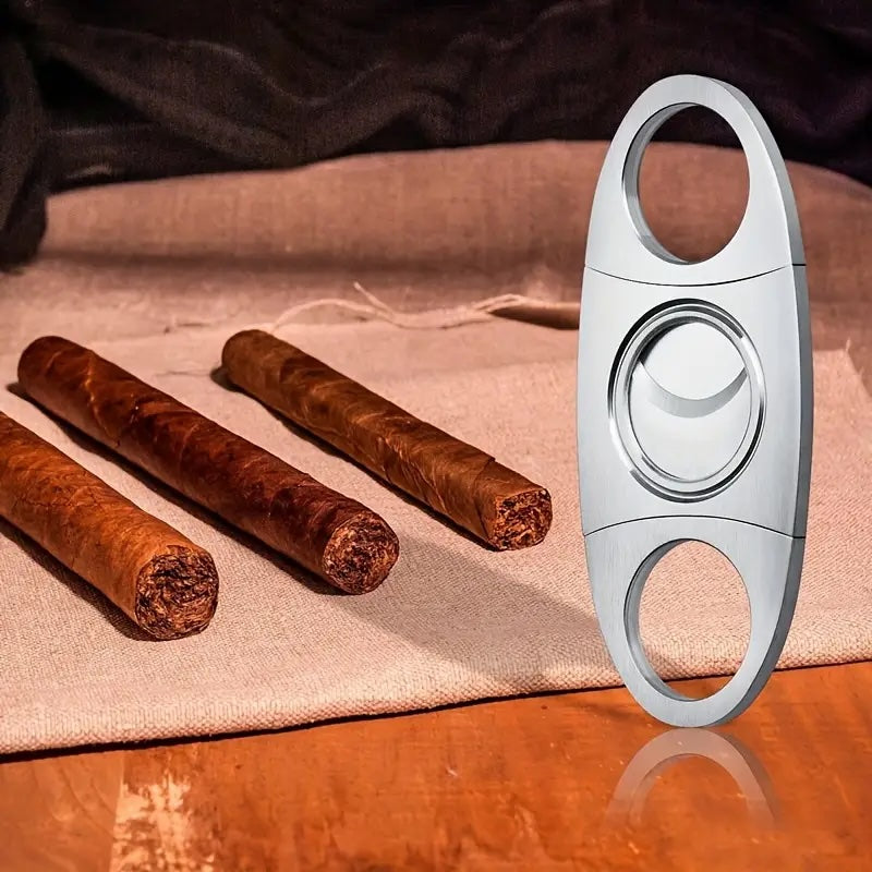 Stainless steel double-edged cigar cutter