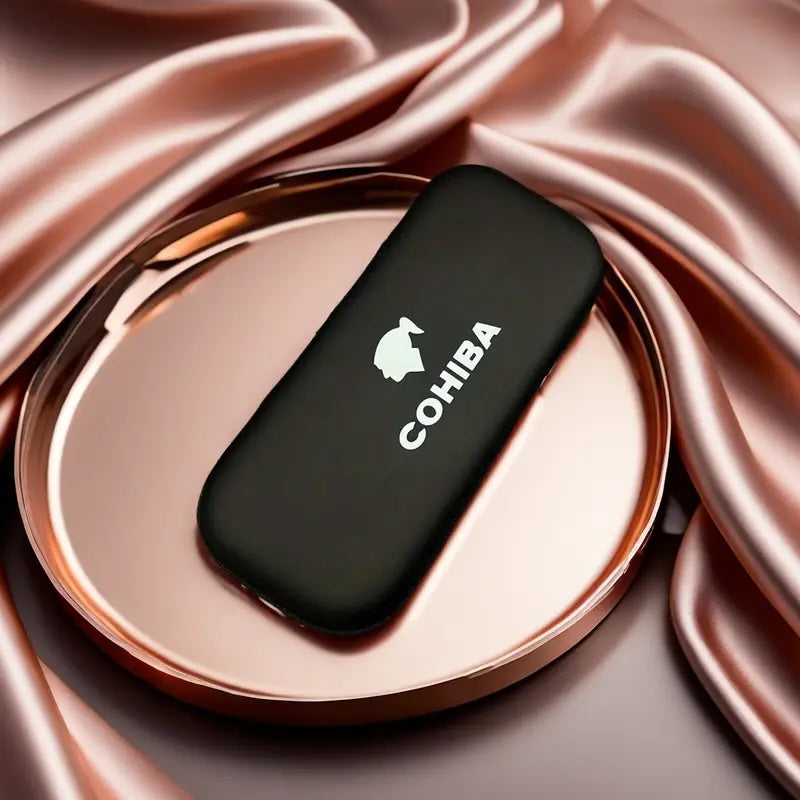 Black Cohiba case on a rose gold surface
