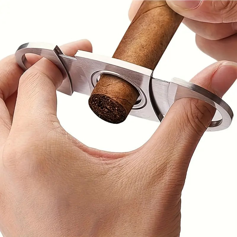 Stainless steel double-edged cigar cutter